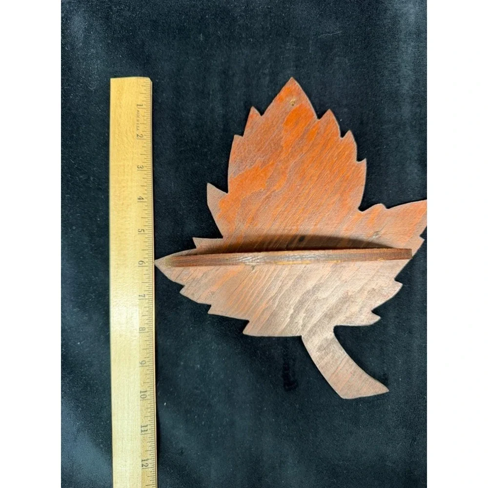Vintage Rustic Wood Maple Leaf Wall Shelf Shelves (2) Cabin Core Canada Leaves